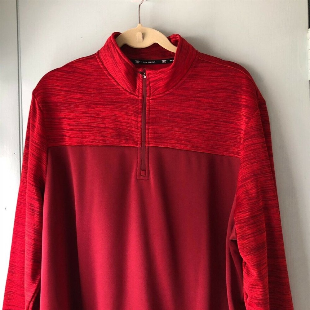 Tek Gear Warm Tek Quarter Zip Red Fleece Textured - image 2